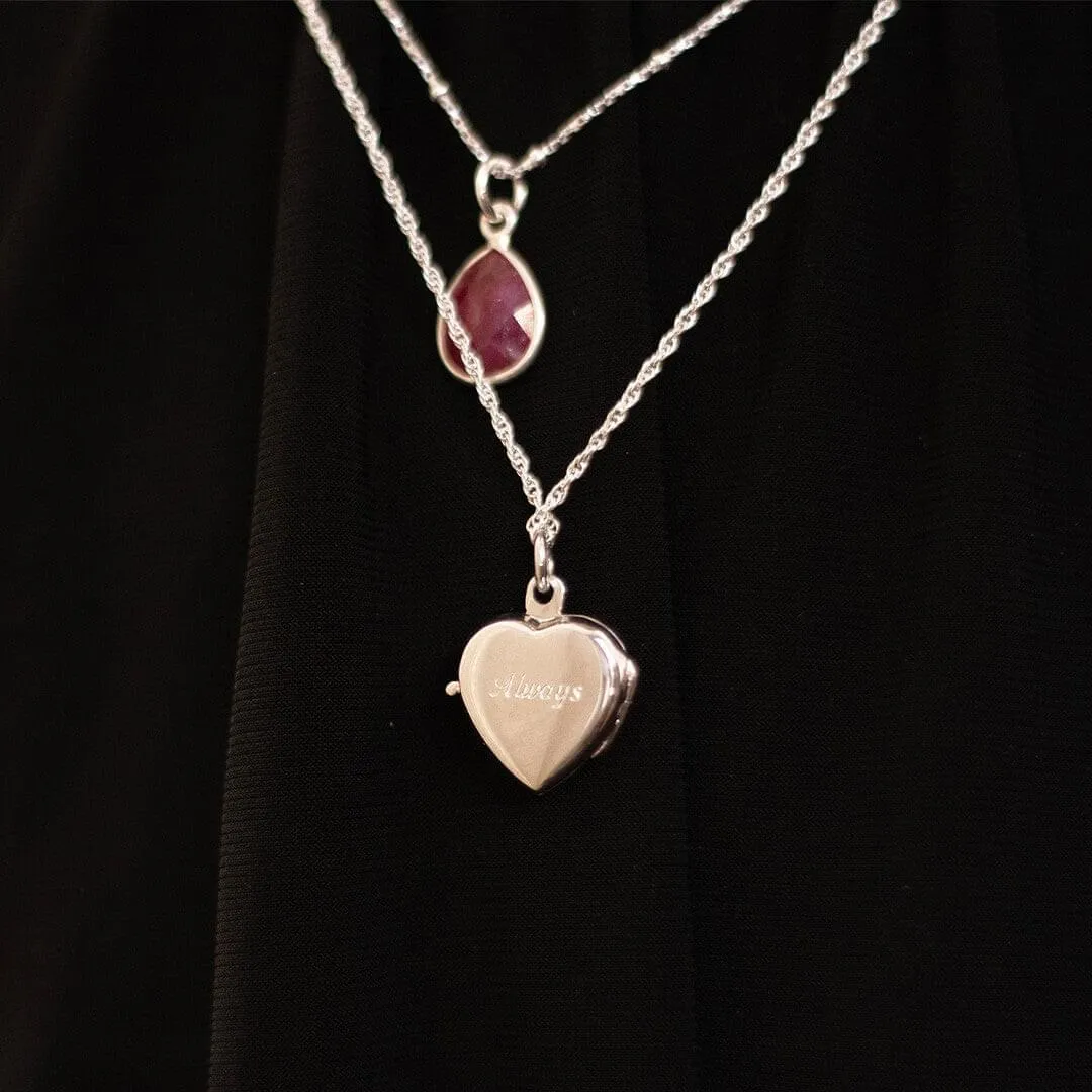 2 Photo Diamond Heart Locket Silver   Photos