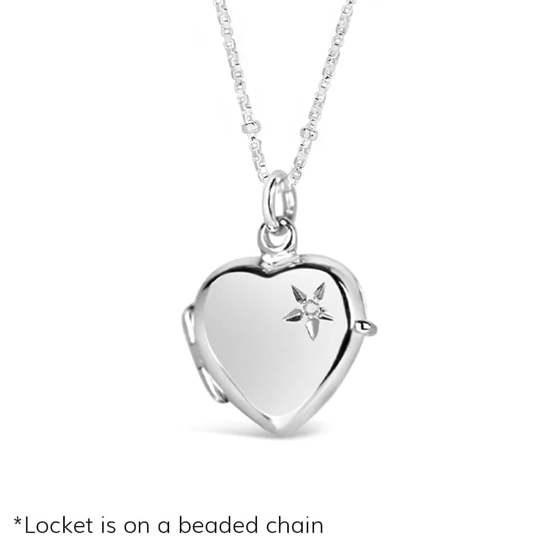 2 Photo Diamond Heart Locket Silver   Photos