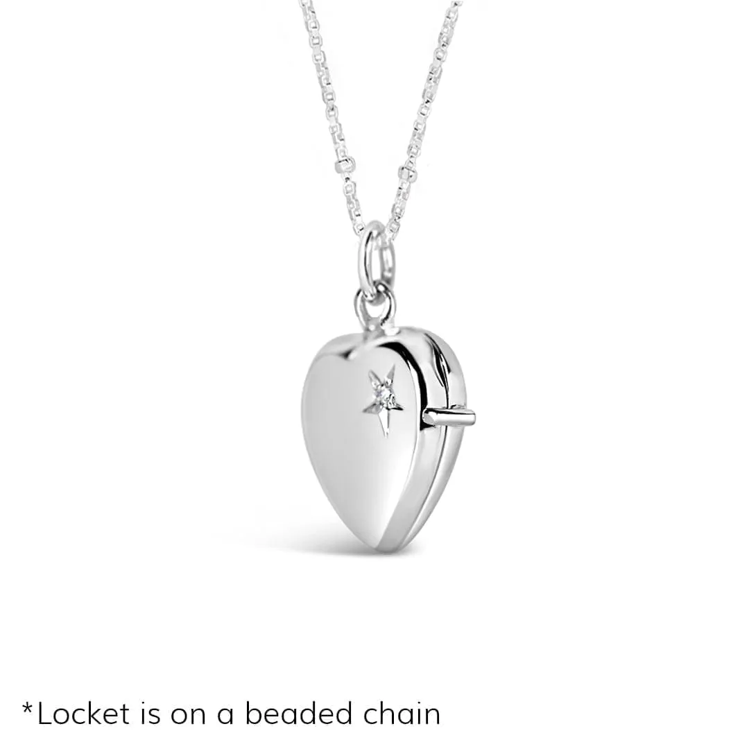 2 Photo Diamond Heart Locket Silver   Photos