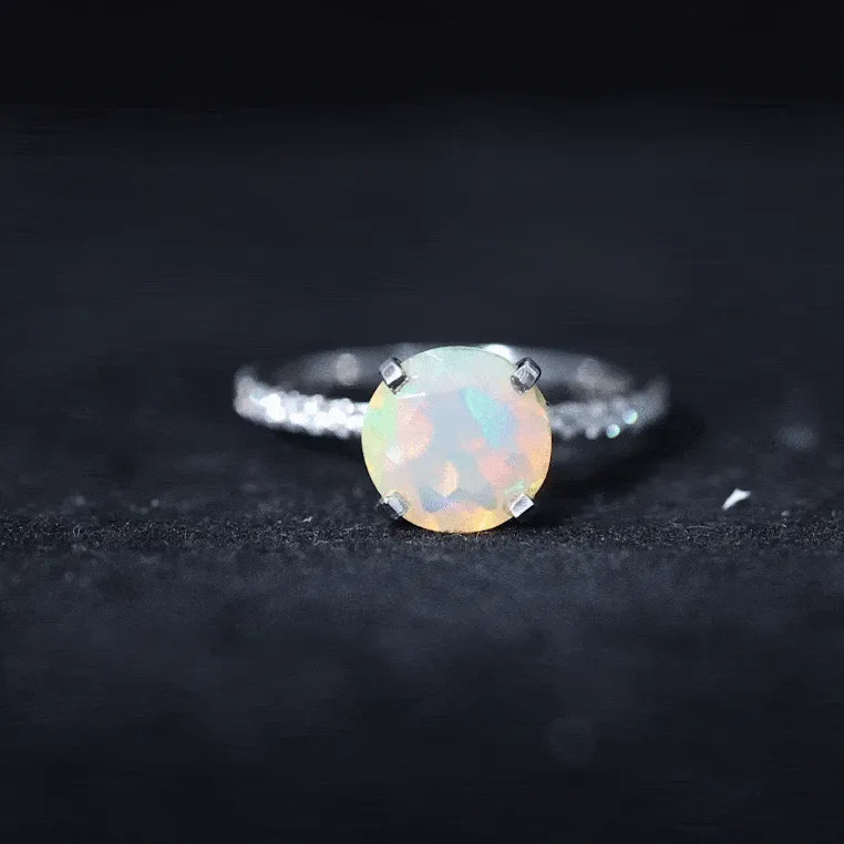 2.75 CT Certified Ethiopian Opal Solitaire Ring with Diamond