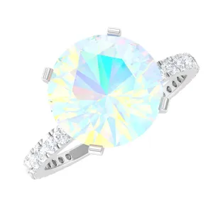 2.75 CT Certified Ethiopian Opal Solitaire Ring with Diamond