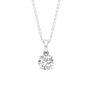 6.5 MM Round Moissanite Solitaire Pendant Necklace in Prong Setting
