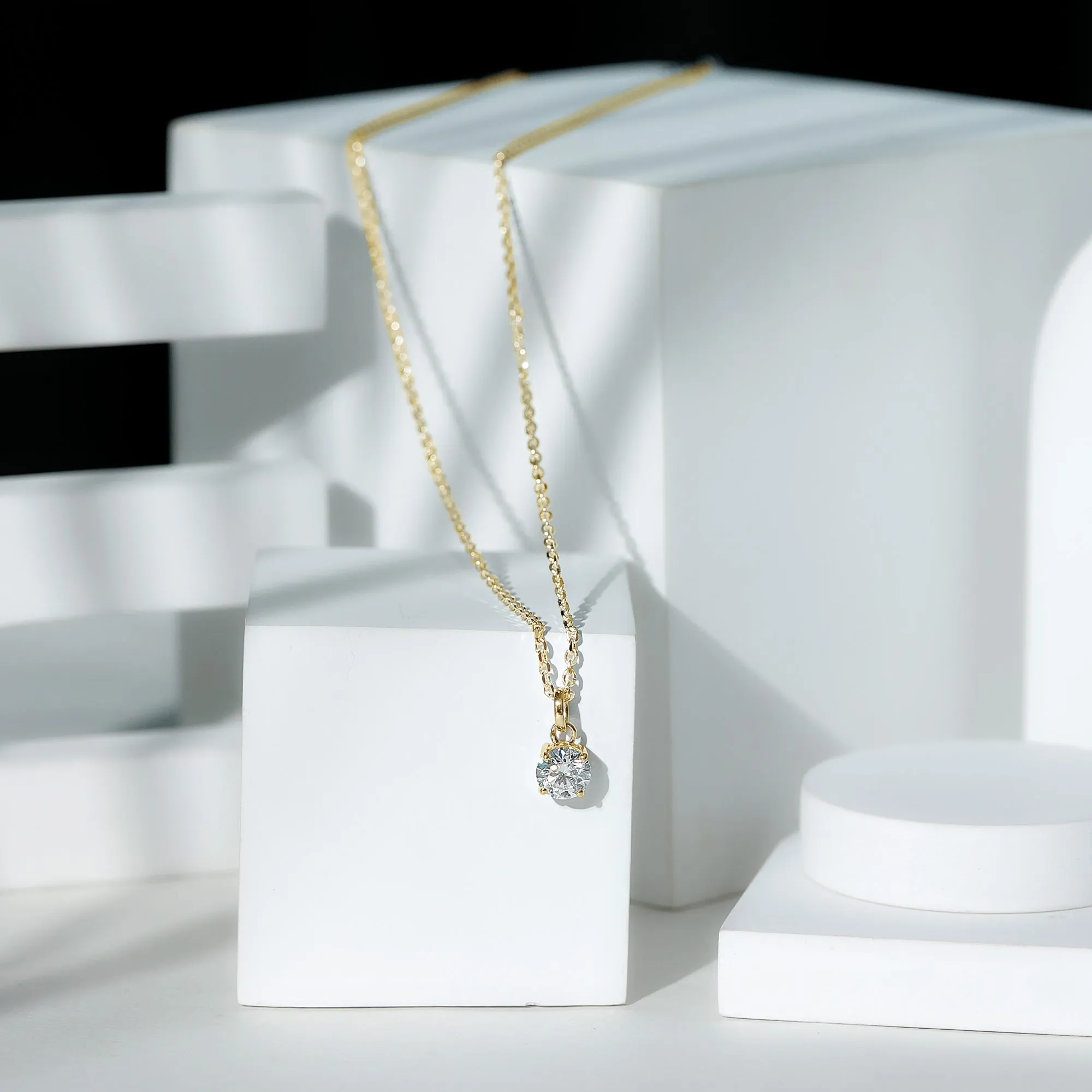 6.5 MM Round Moissanite Solitaire Pendant Necklace in Prong Setting