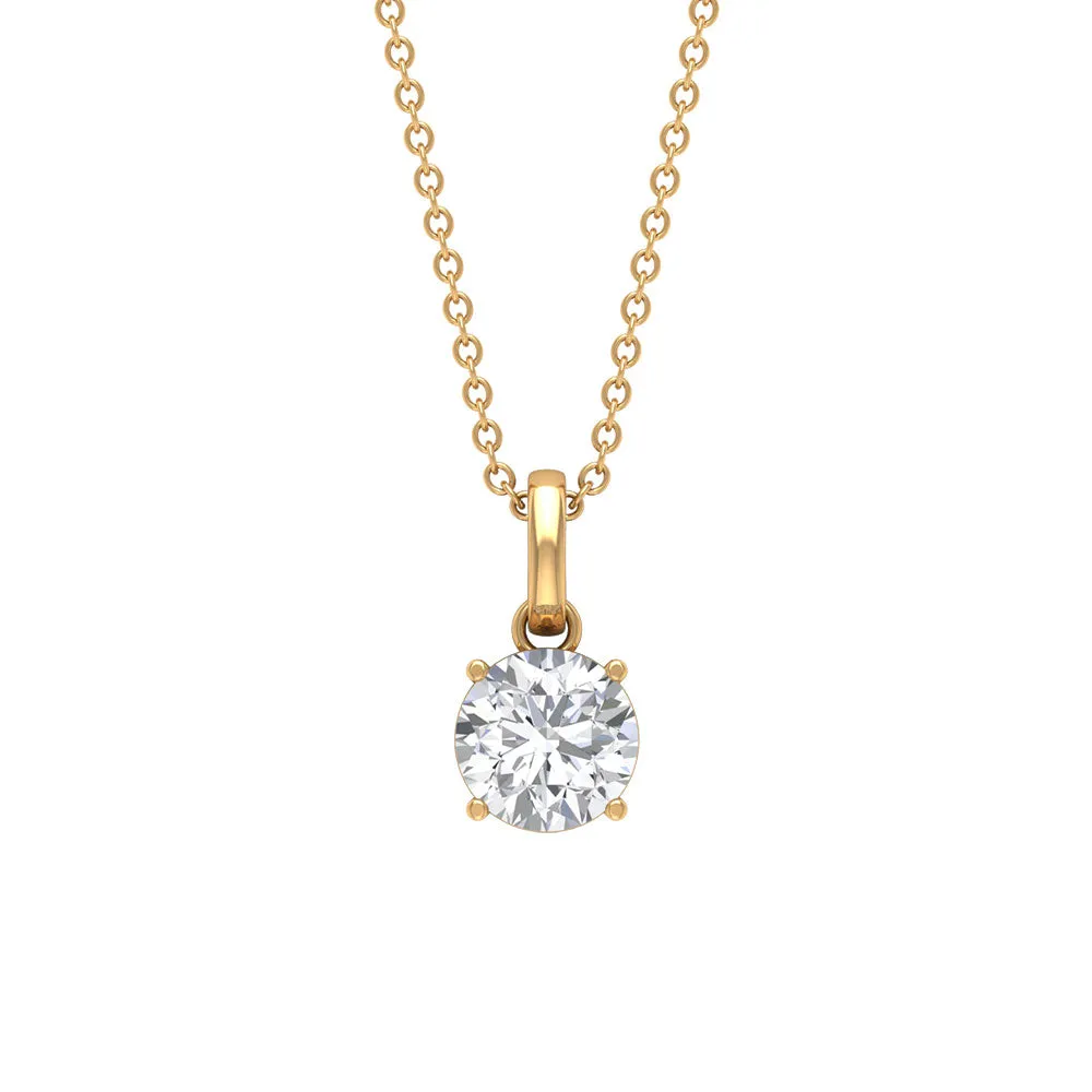 6.5 MM Round Moissanite Solitaire Pendant Necklace in Prong Setting