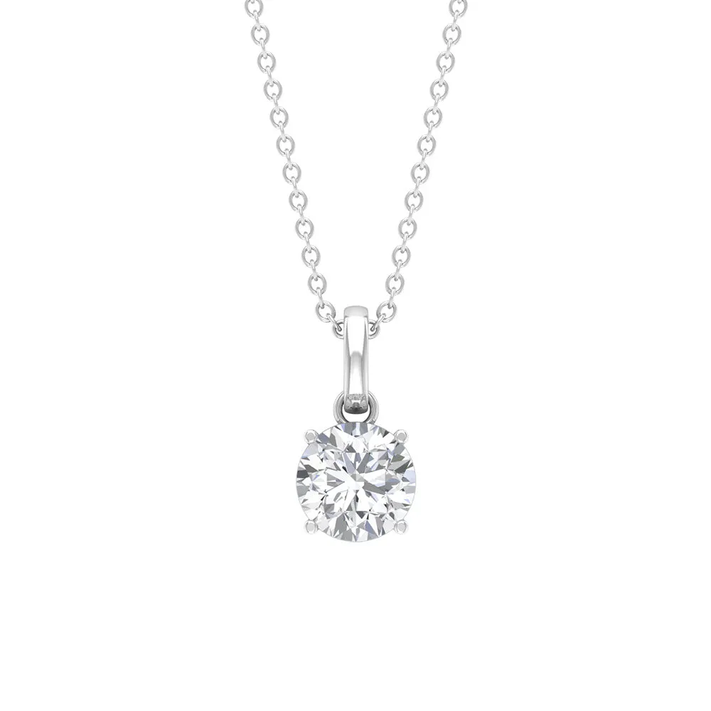 6.5 MM Round Moissanite Solitaire Pendant Necklace in Prong Setting