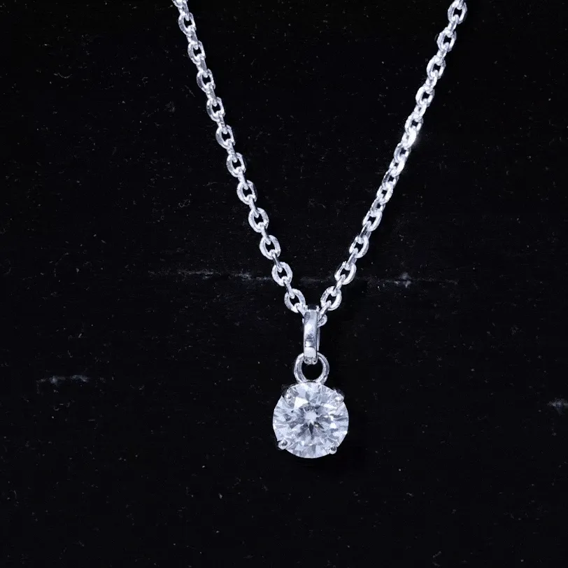 6.5 MM Round Moissanite Solitaire Pendant Necklace in Prong Setting