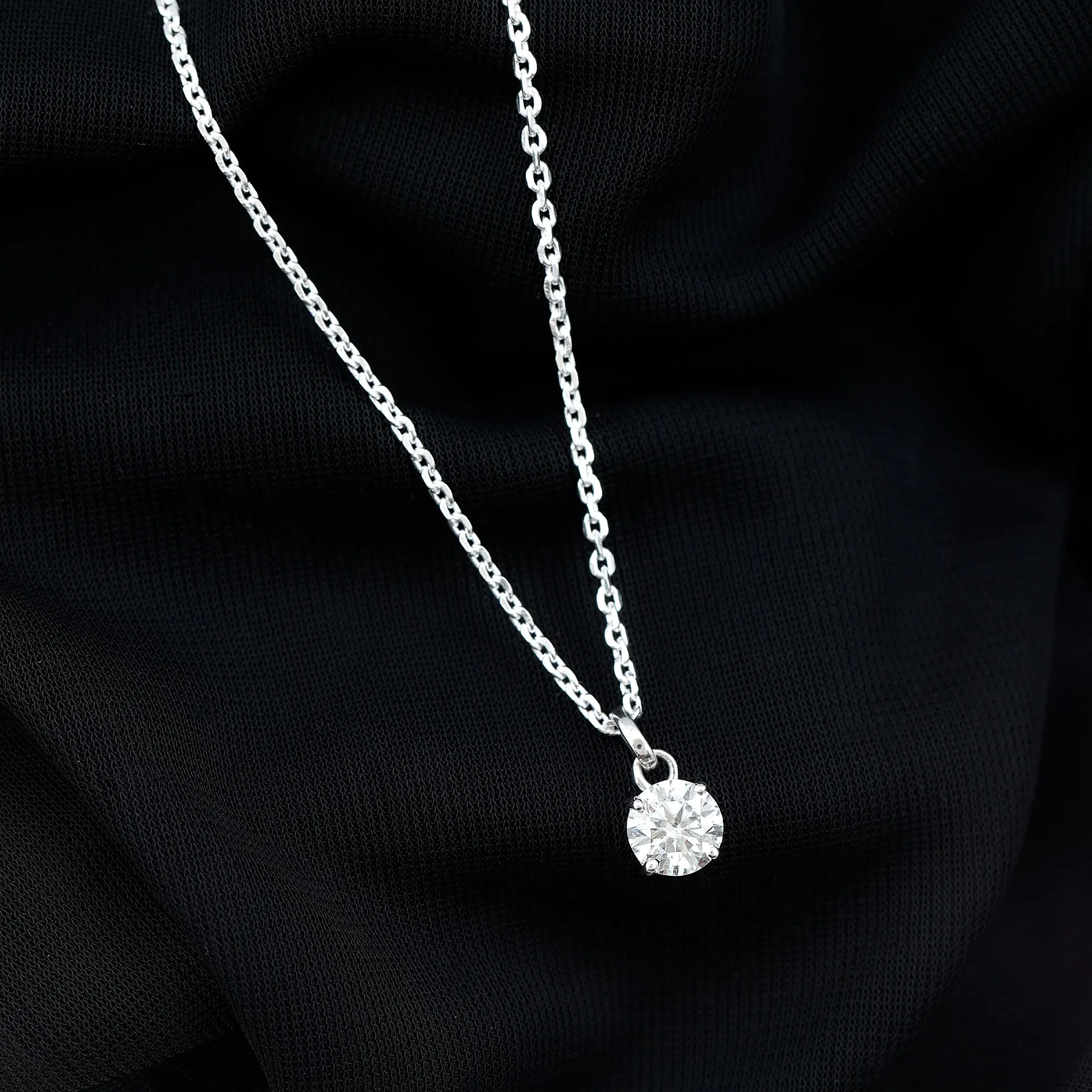 6.5 MM Round Moissanite Solitaire Pendant Necklace in Prong Setting