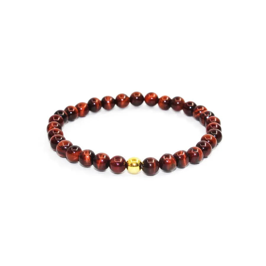 6mm Natural Stone Bracelet Turquoise Tigers Eye 24k Gold And Copper Bead Bracelet