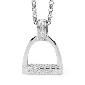 9ct White Gold Medium Diamond Set Stirrup and Bale Pendant