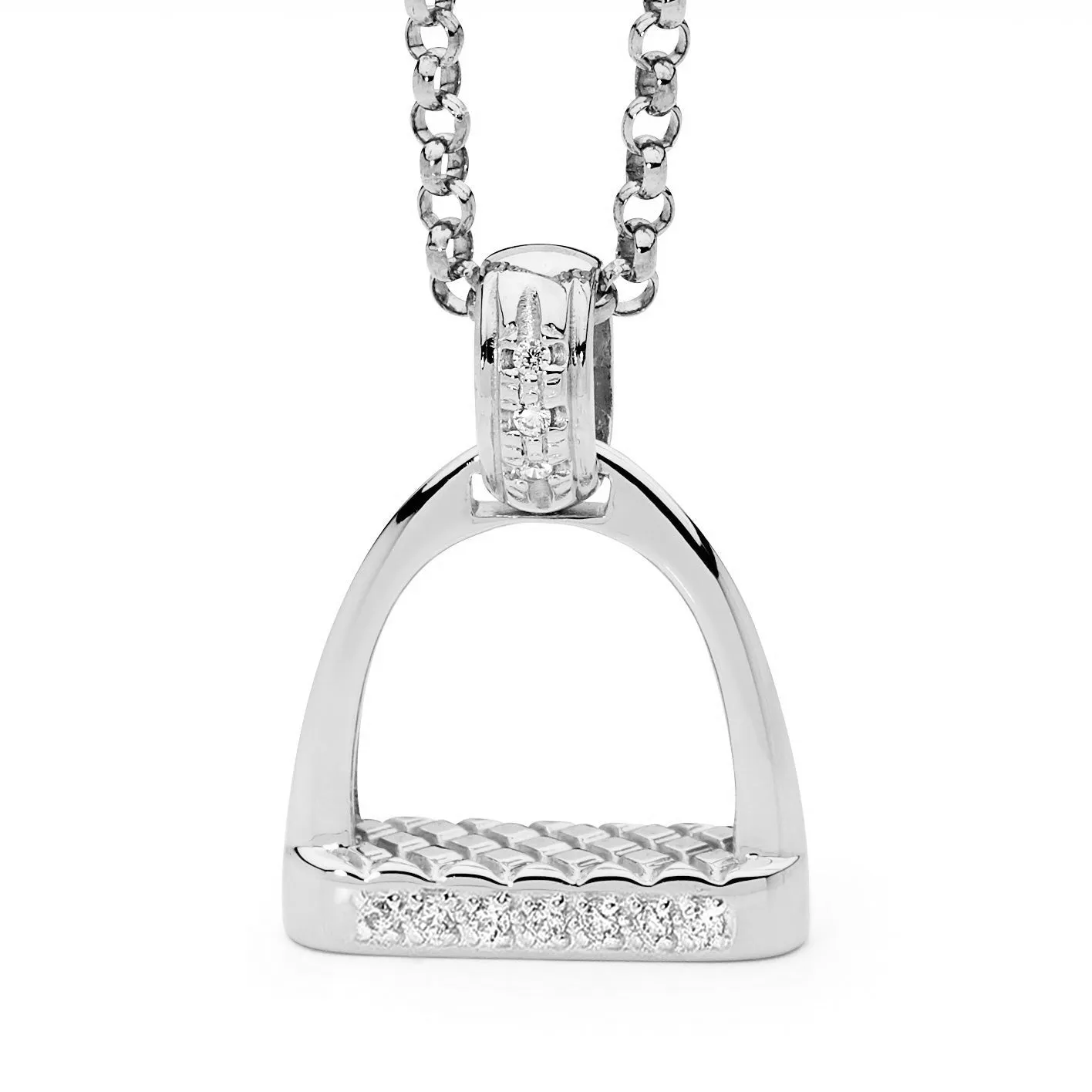 9ct White Gold Medium Diamond Set Stirrup and Bale Pendant