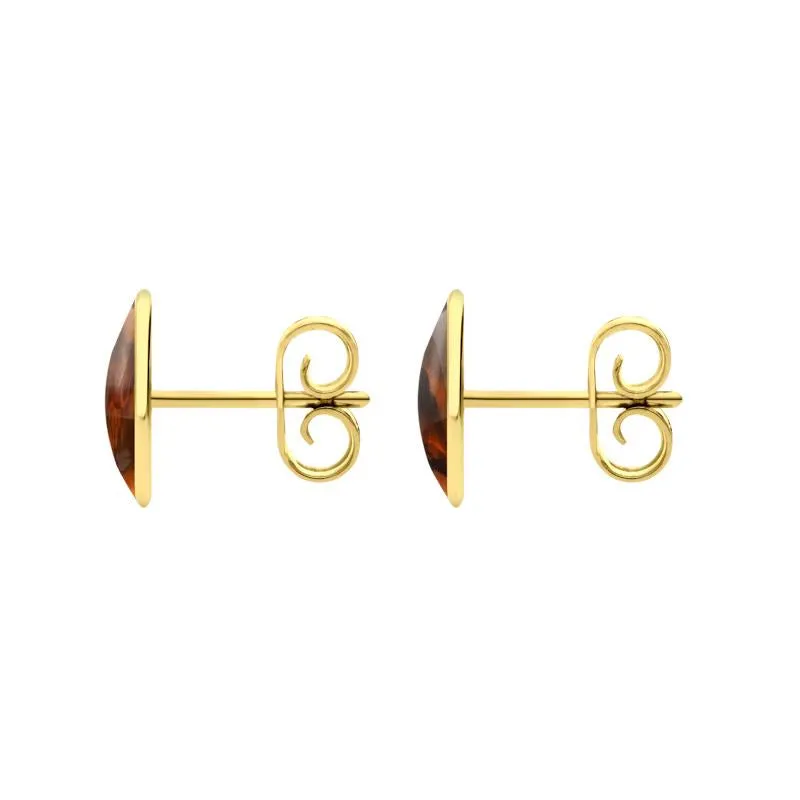 9ct Yellow Gold Amber 8 x 10mm Classic Large Oval Stud Earrings