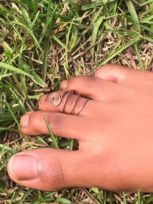 Adjustable Spiral Toe Ring Lock Adornment Copper or Brass Handmade