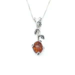 Amber Leaf Necklace - Natural Amber Pendant - Amber Vines Necklace