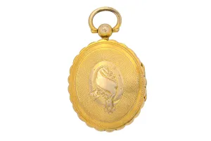 Antique 9ct Gold Engine Turned Scallop Edge Locket