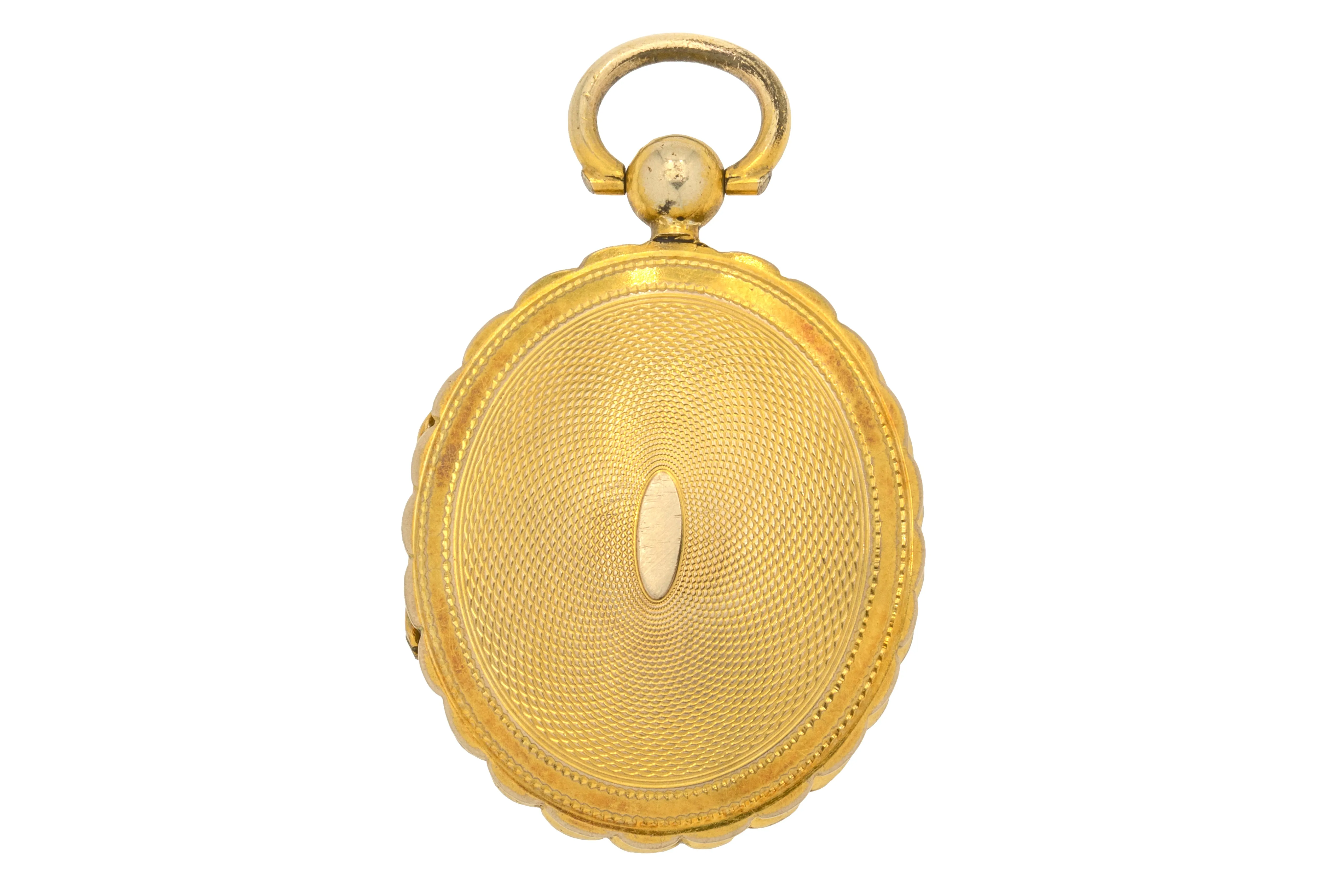 Antique 9ct Gold Engine Turned Scallop Edge Locket
