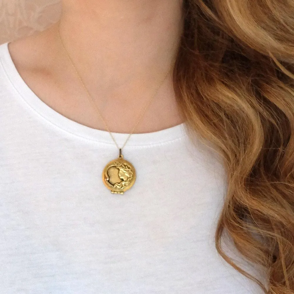 Antique Art Nouveau Gilt Gold Locket