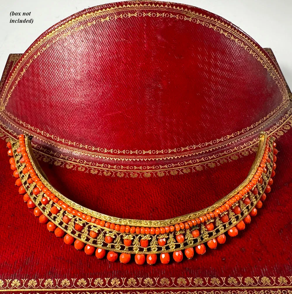 Antique French Empire Red Coral Tiara 3, Napoleon I Era Diadem, Crown, Hair Ornament