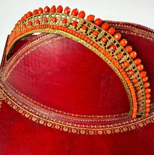 Antique French Empire Red Coral Tiara 3, Napoleon I Era Diadem, Crown, Hair Ornament