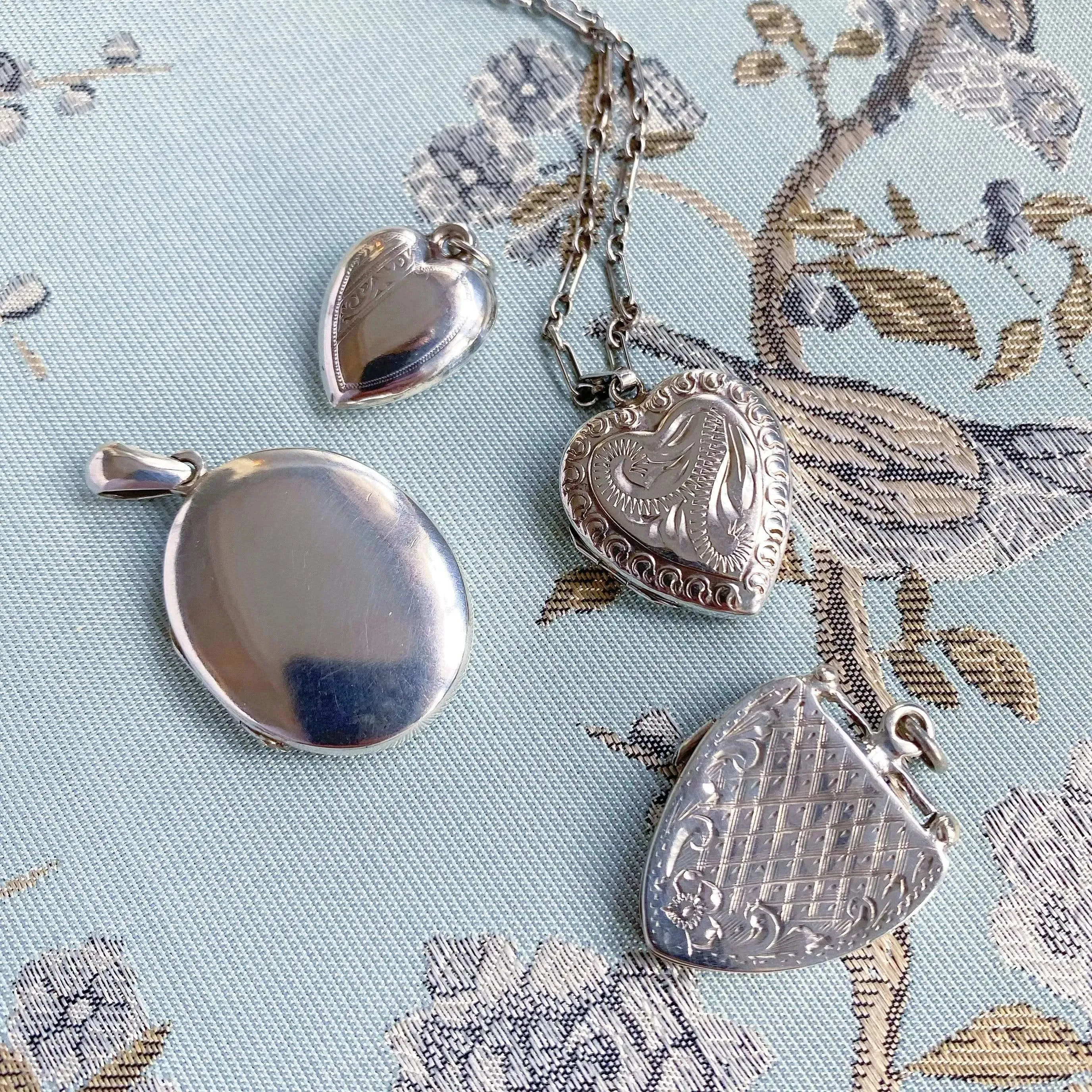 Antique Victorian Silver Oval Locket Necklace