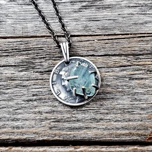 Aquamarine Mercury Dime Necklace