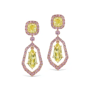 Argyle Pink Diamond Earrings with Yellow Shield Diamonds