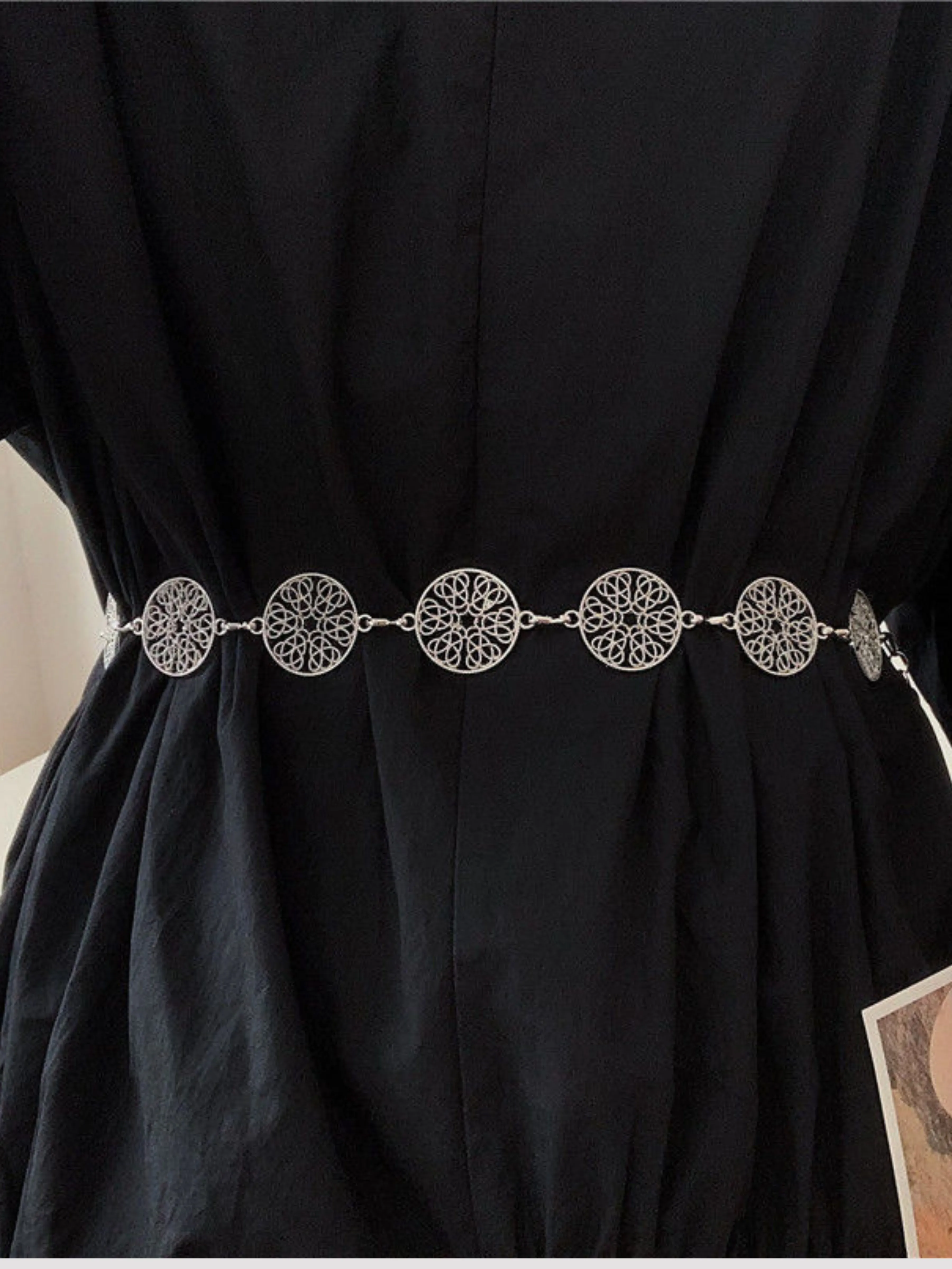 Artistic Flourish Belt- Silver And Gold Chain Belt