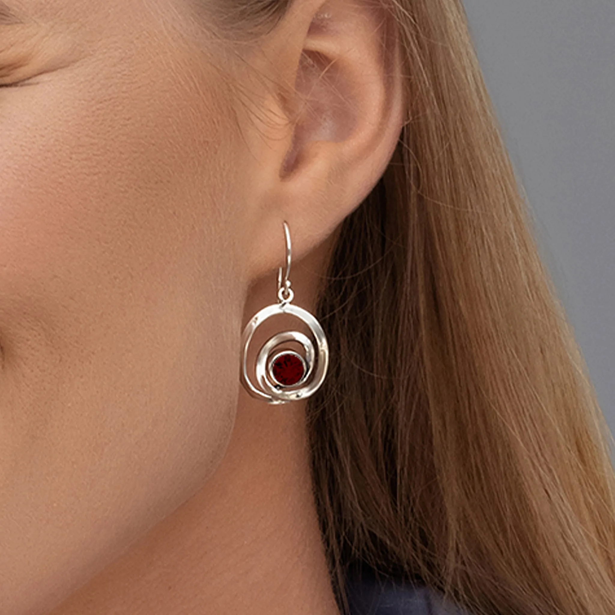 Artistic Sterling Silver Garnet CZ Earrings