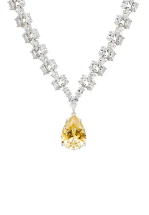 Augusta Yellow Topaz Gemstone Statement Necklace Silver