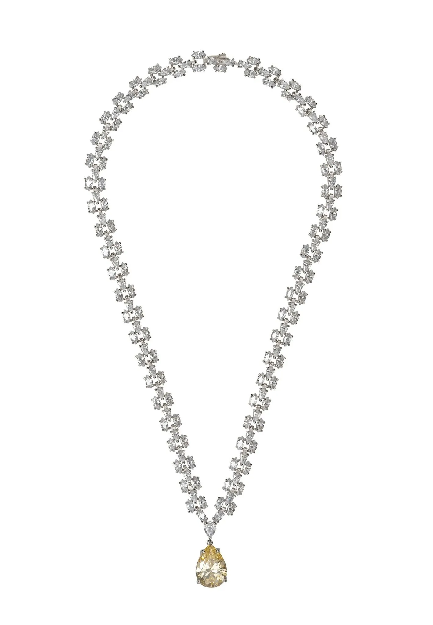 Augusta Yellow Topaz Gemstone Statement Necklace Silver