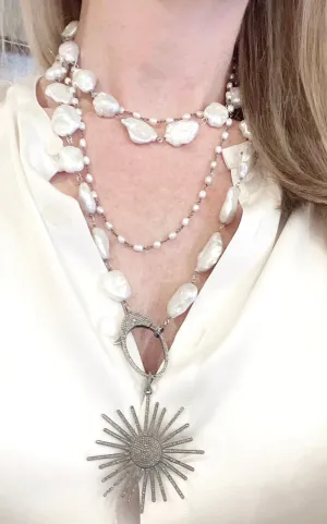 Baby Freshwater Pearl Necklace with Pave Diamond Lock