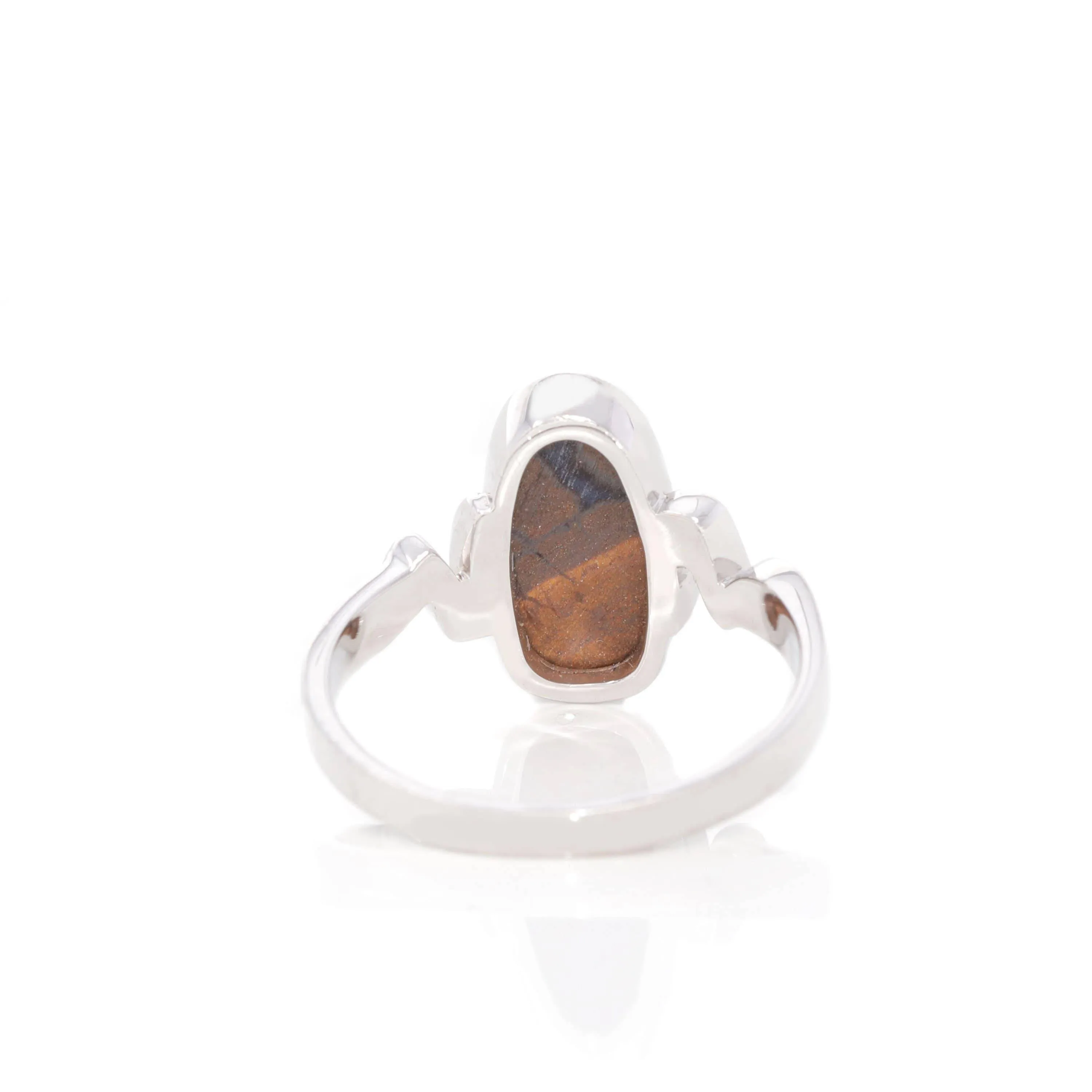 Baikalla™ Sterling Silver Oval Australian Black Opal Bezel Set Ring