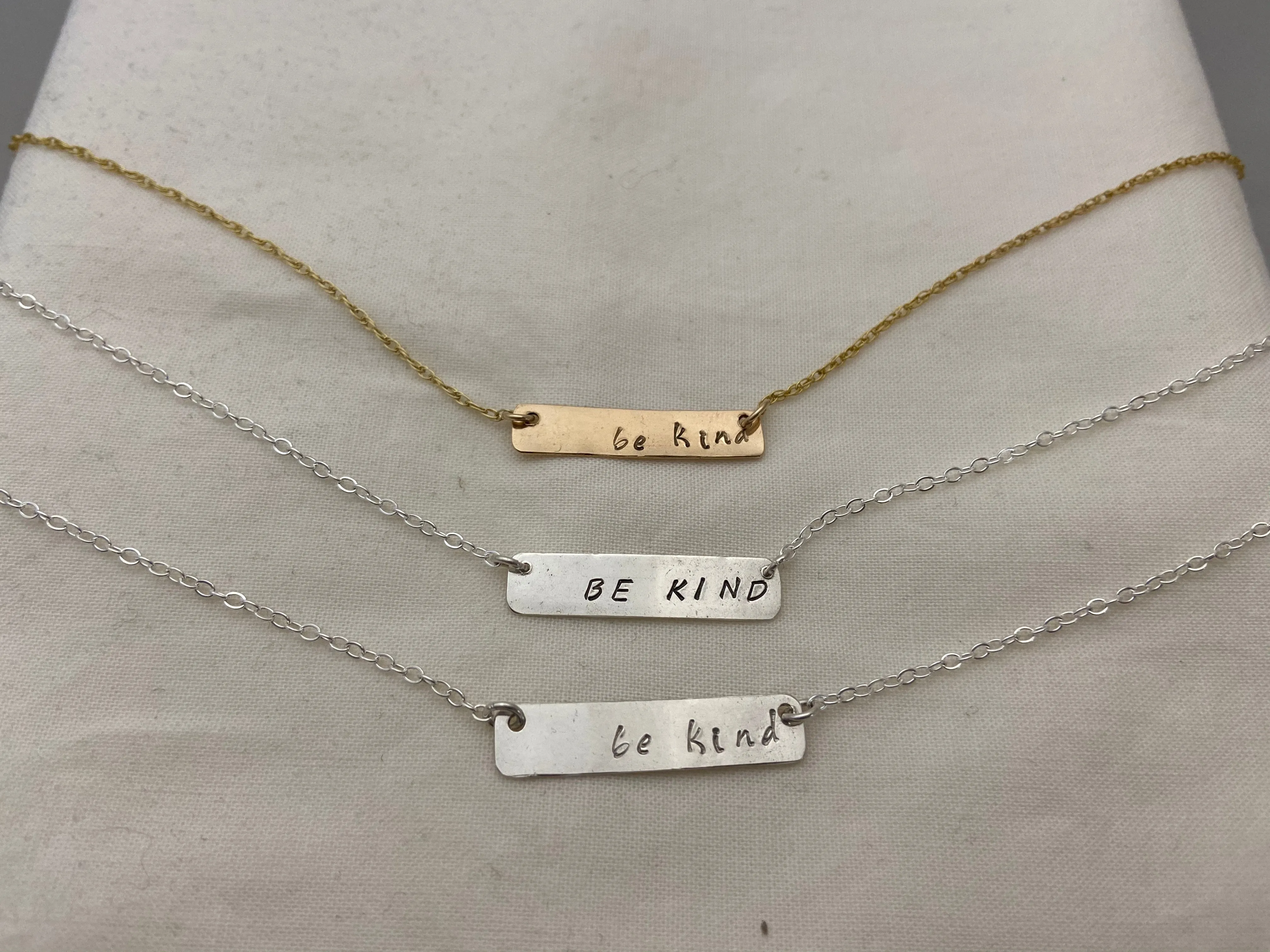 Be Kind Stamped Bar Pendant