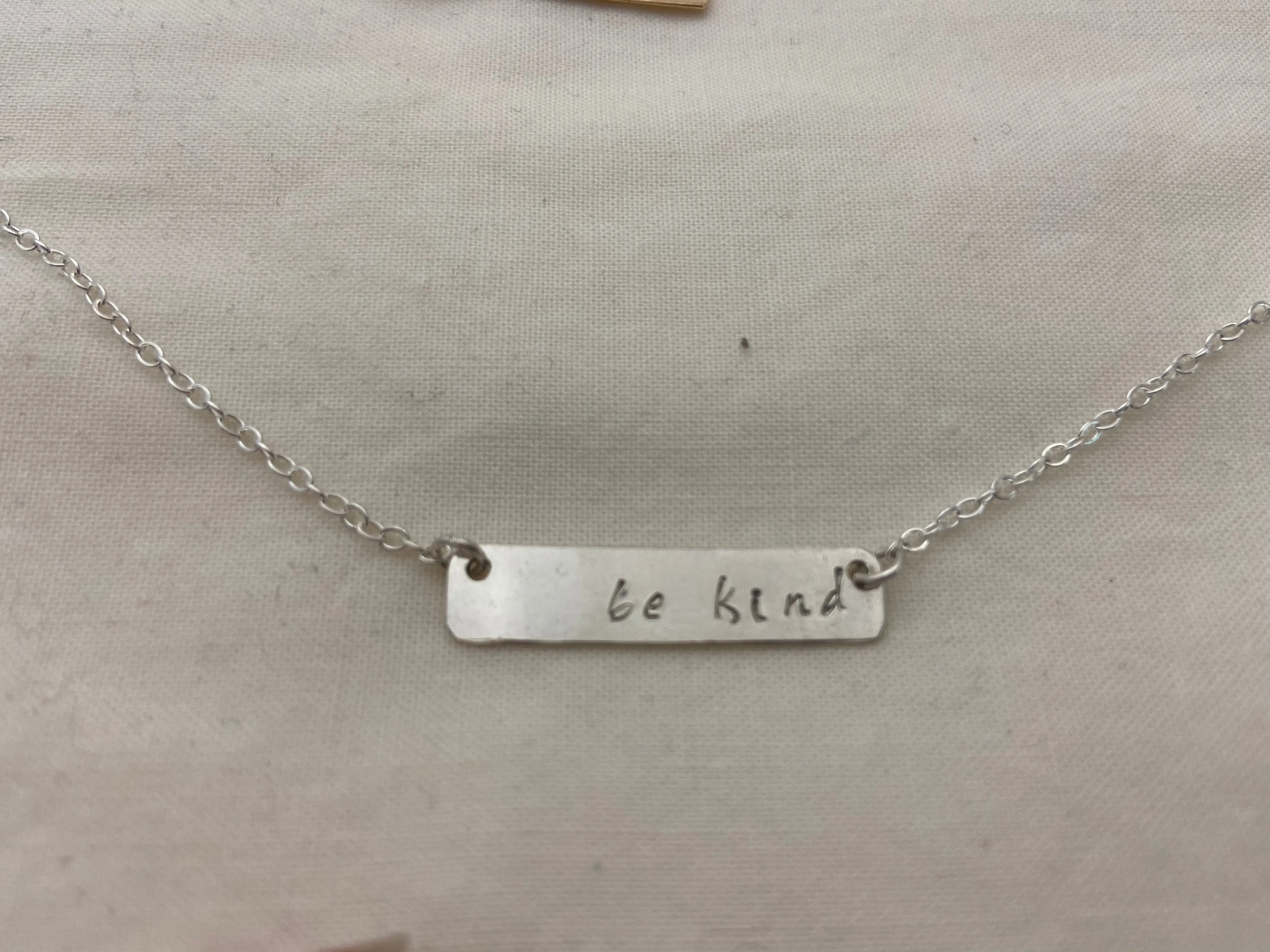 Be Kind Stamped Bar Pendant