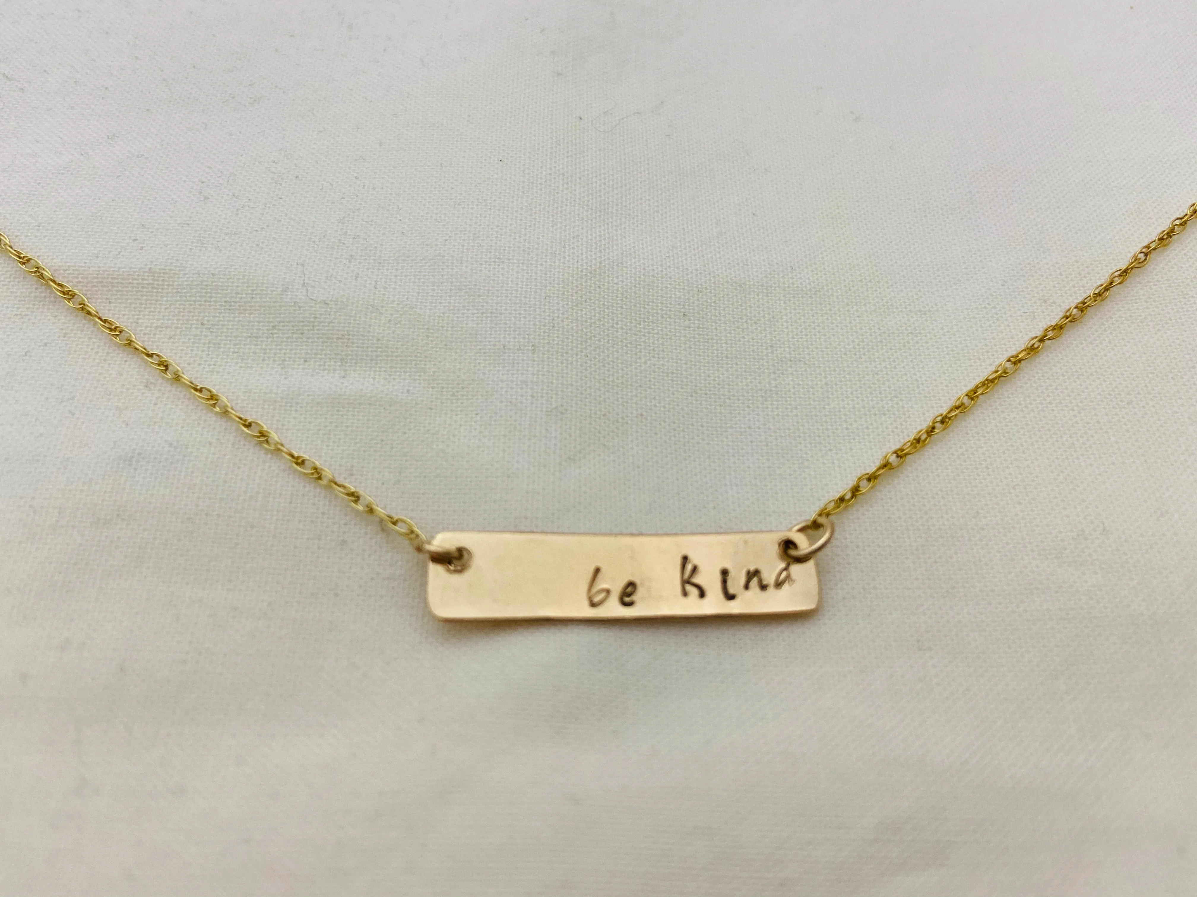 Be Kind Stamped Bar Pendant