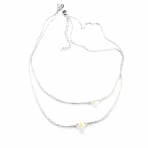 Big & small pearl silver necklace
