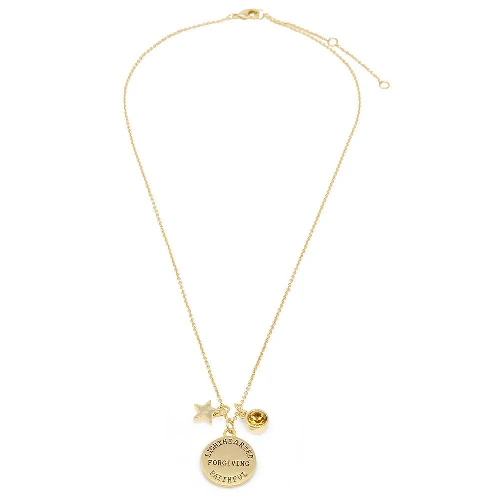 Birthstone Necklace November Gold Plated