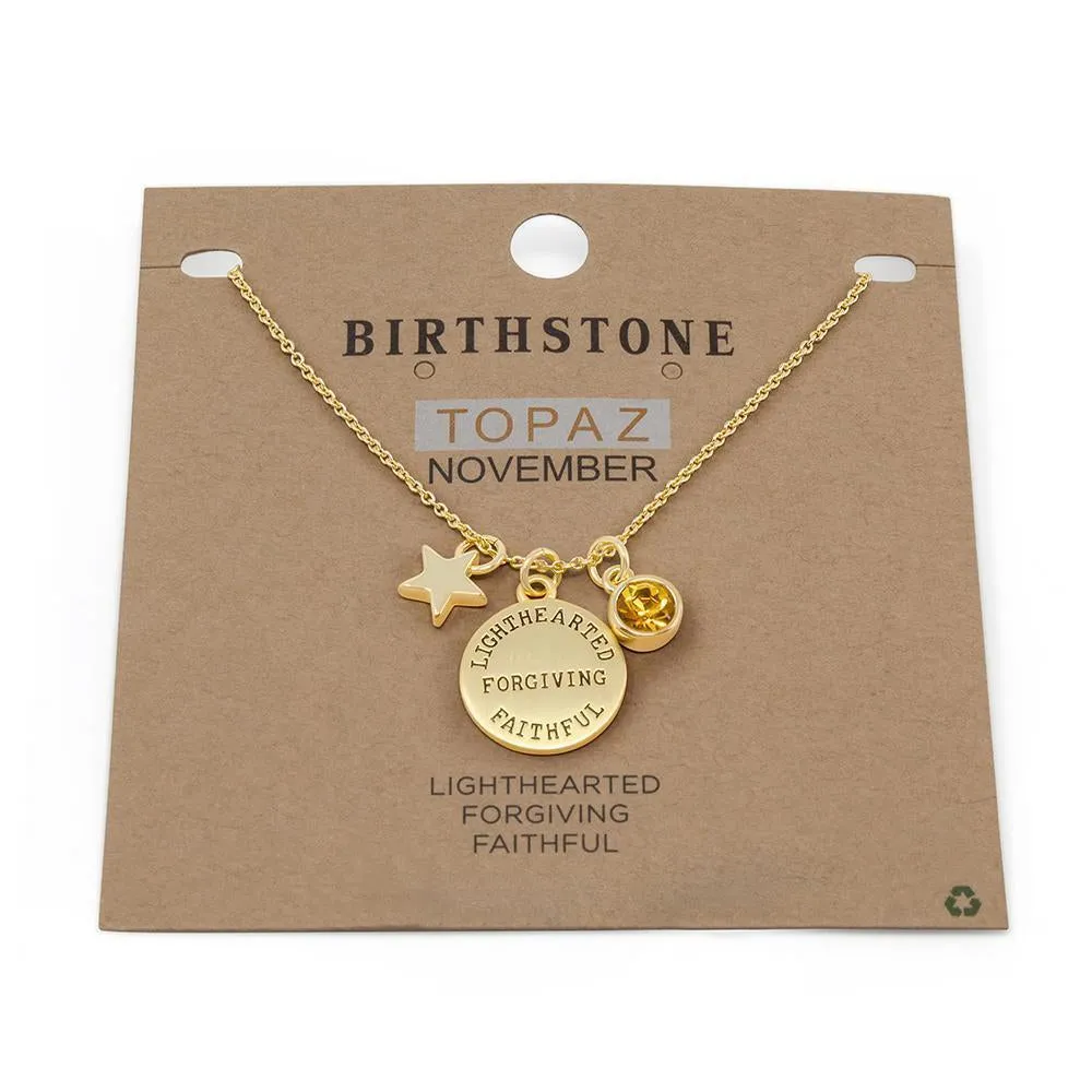 Birthstone Necklace November Gold Plated