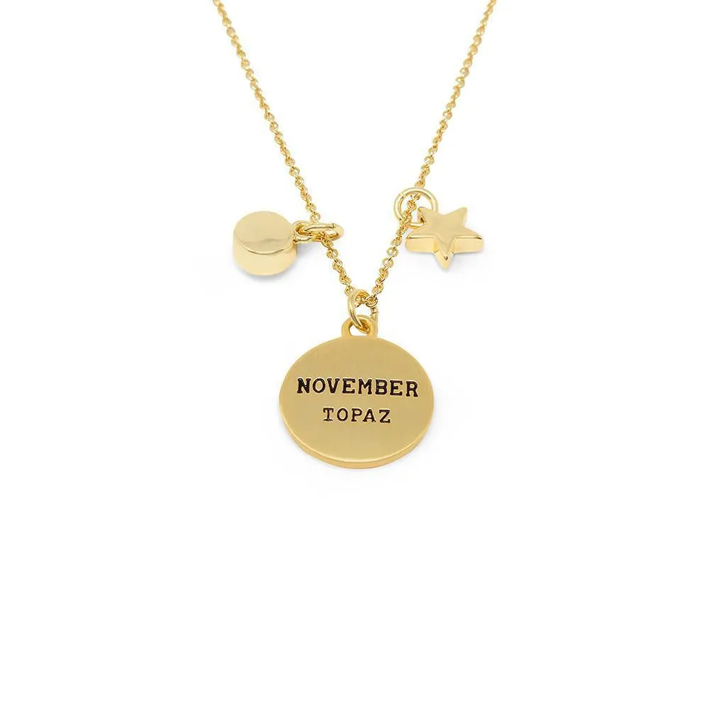 Birthstone Necklace November Gold Plated