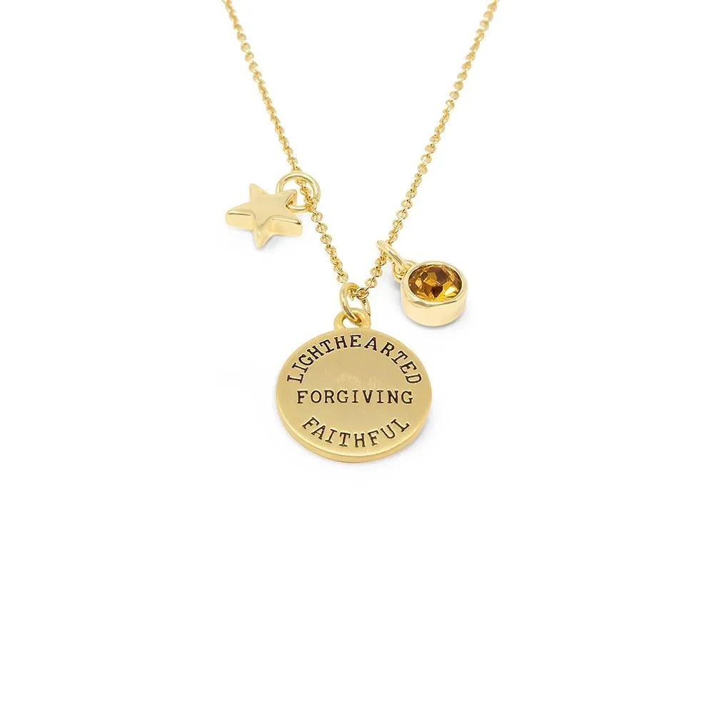 Birthstone Necklace November Gold Plated