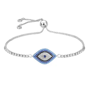 Blue Cubic Zirconia Slider Turkish Evil Eye Bracelet Women