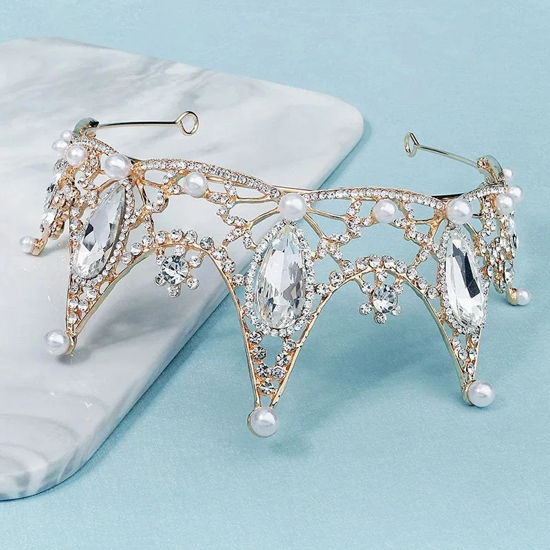Blue sapphire Crystal Bridal Tiara Crown Detail Princess Queen headdress diadem
