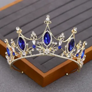 Blue sapphire Crystal Bridal Tiara Crown Detail Princess Queen headdress diadem