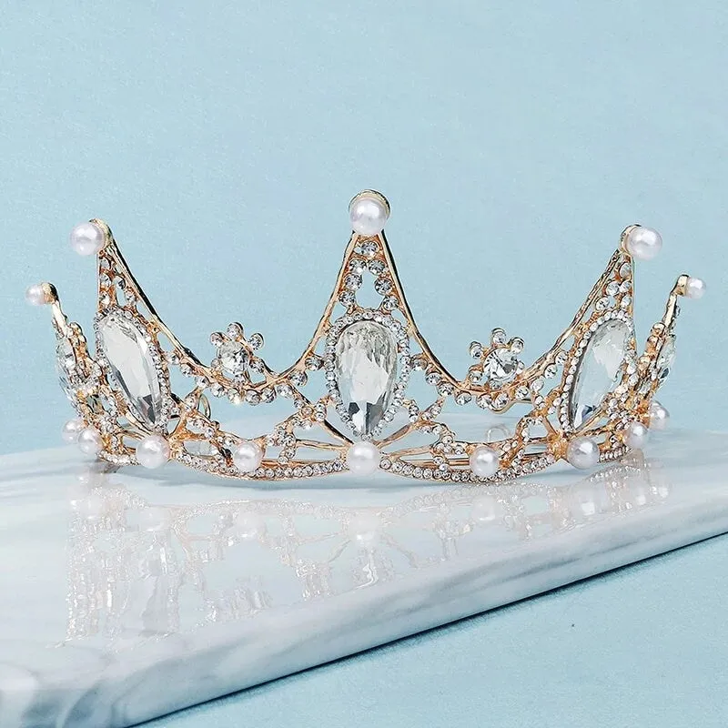 Blue sapphire Crystal Bridal Tiara Crown Detail Princess Queen headdress diadem