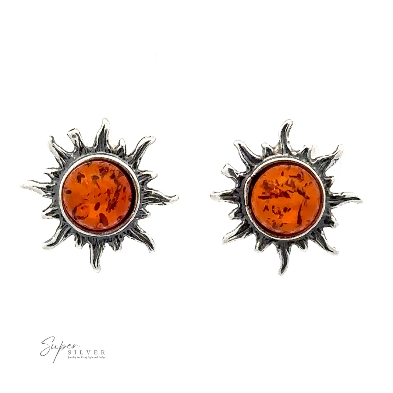 Brilliant Amber Sun Stud Earrings