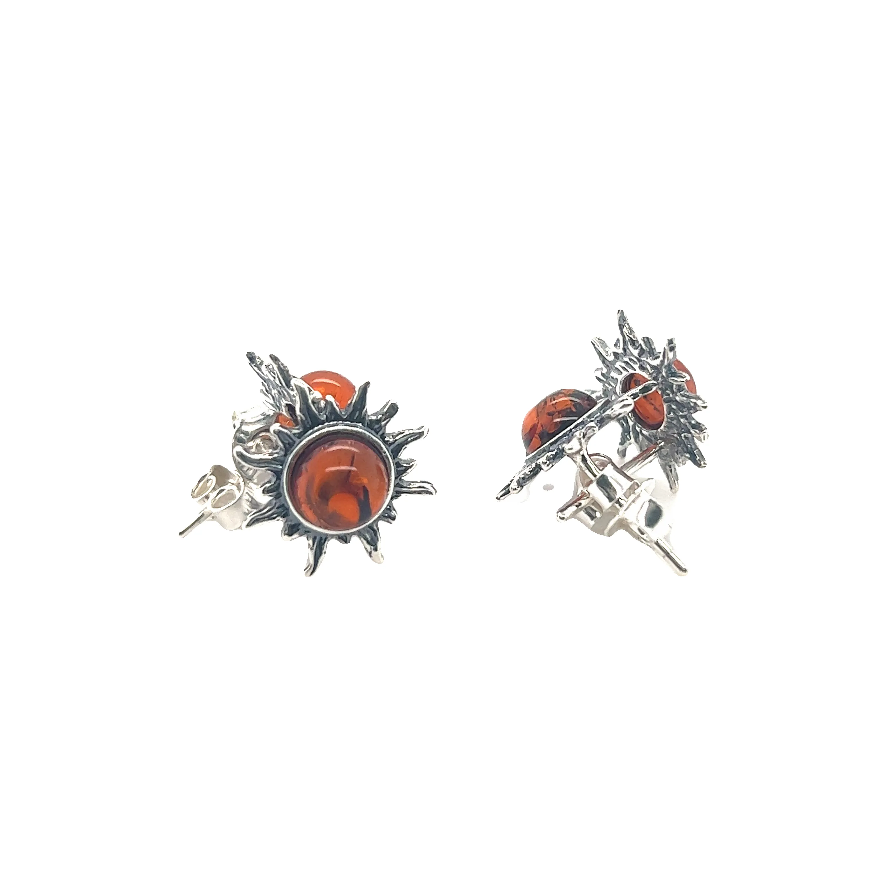 Brilliant Amber Sun Stud Earrings