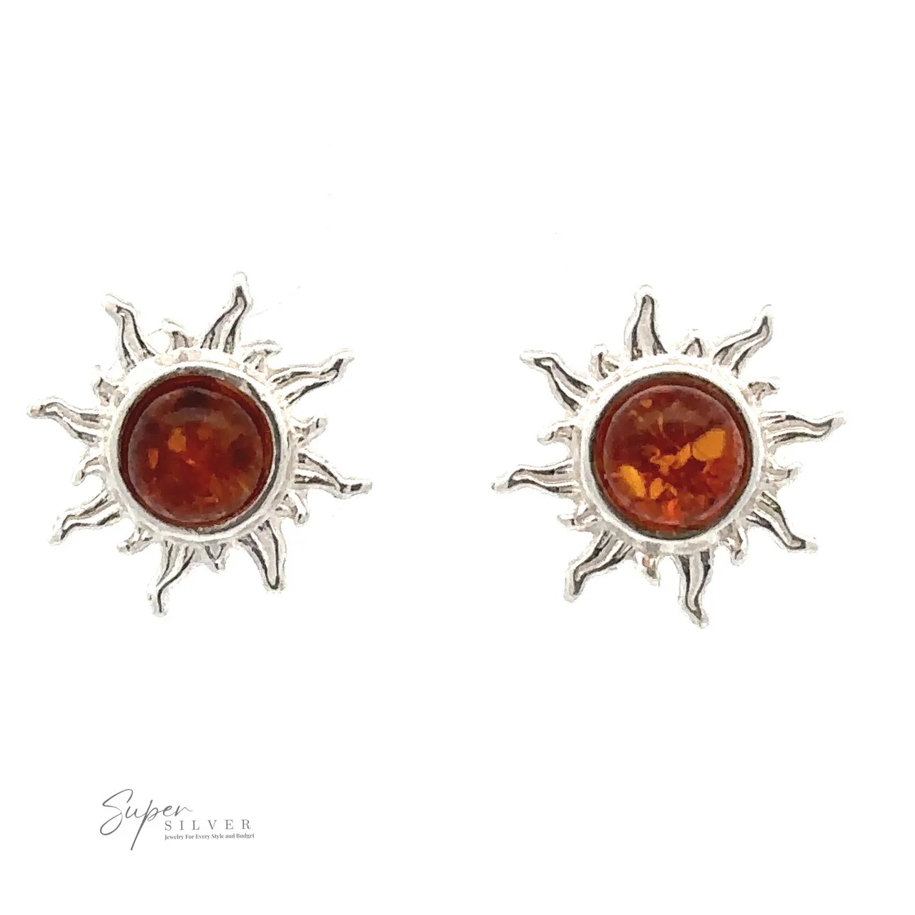 Brilliant Amber Sun Stud Earrings