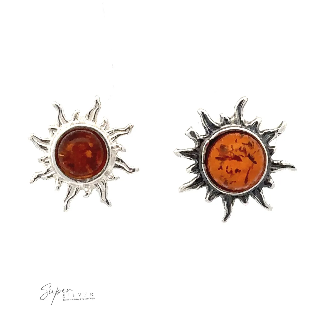 Brilliant Amber Sun Stud Earrings