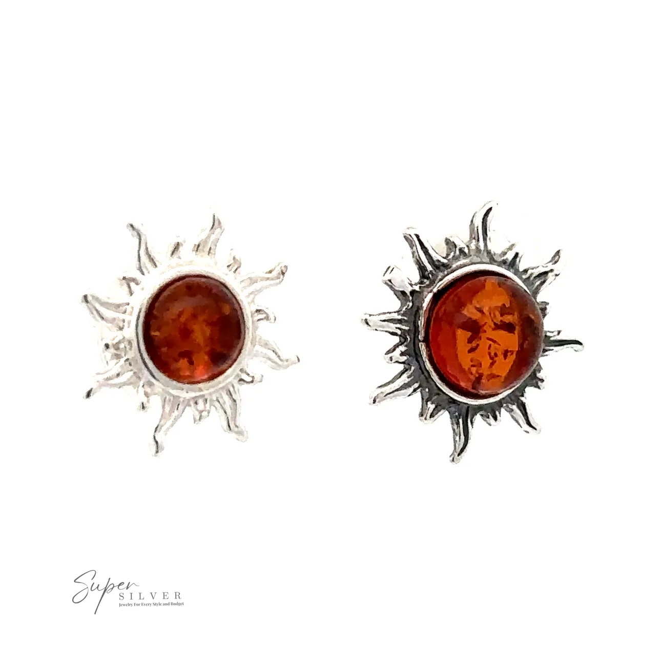Brilliant Amber Sun Stud Earrings