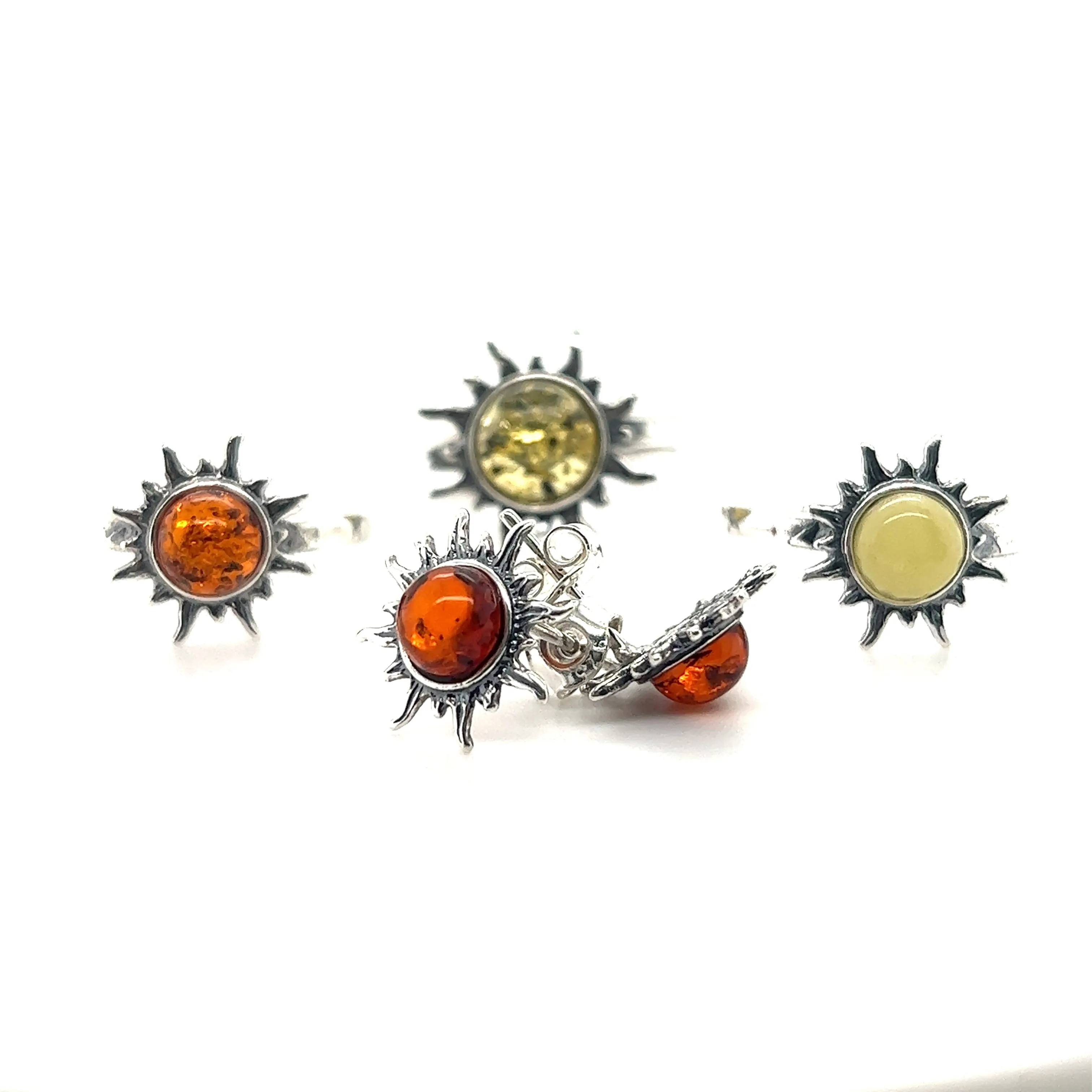 Brilliant Amber Sun Stud Earrings