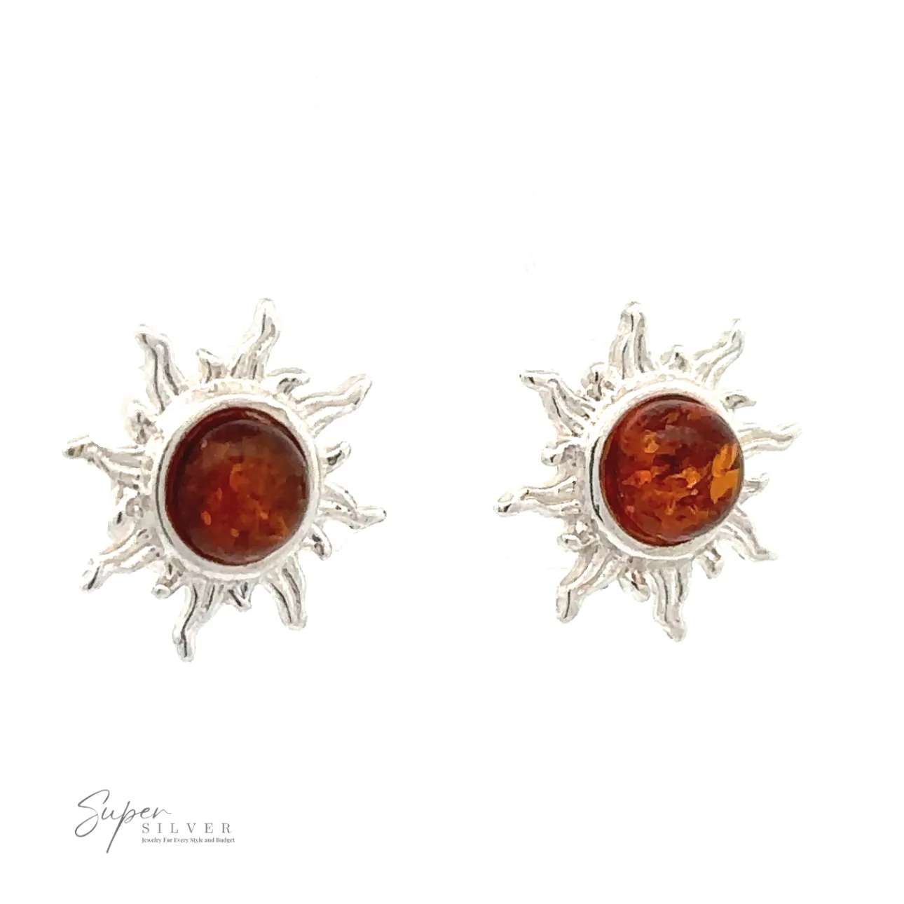 Brilliant Amber Sun Stud Earrings